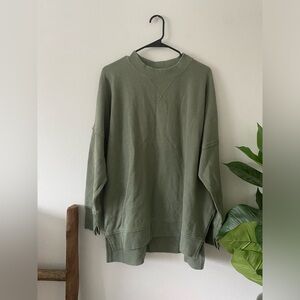 Aerie Olive Green Waffle Knit Cotton Blend Athleisure Long Sleeve Top size M